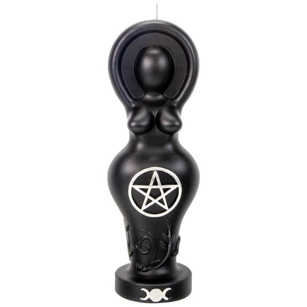 Black Goddess Candle with Pentacle Design